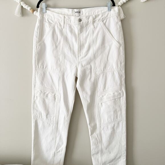 AGOLDE Cargo-Jeans Cooper Straight Leg High Rise Relaxed Milkshake Wash Size 31 - Picture 13 of 16